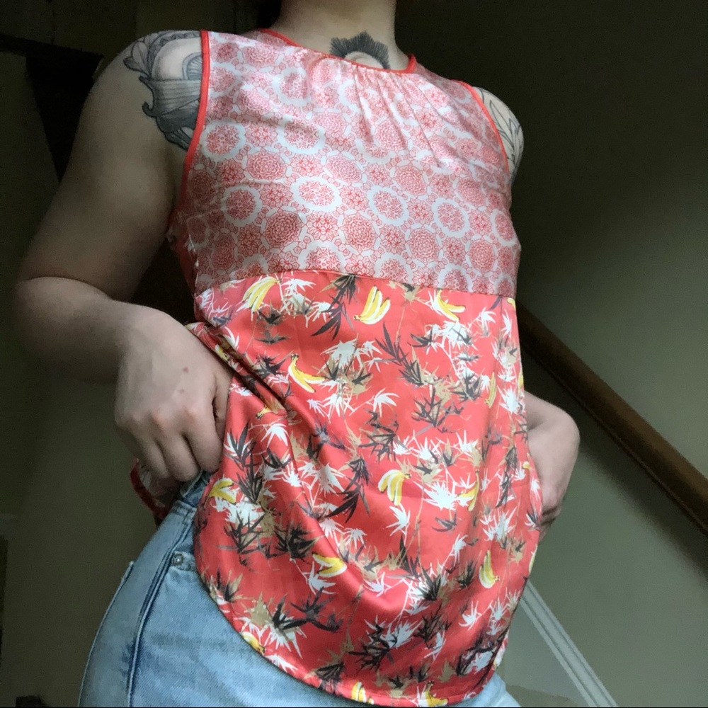 PETER SOM Coral Banana Blouse